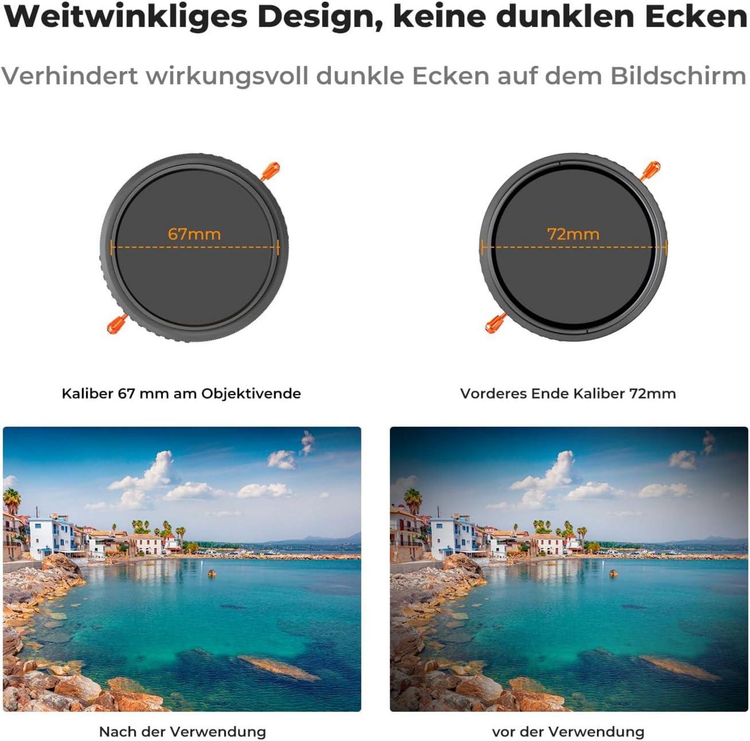72mm ND CPL Filter K&F Concept Nano-K Serie 2-in-1 multifunktionaler Graufilter