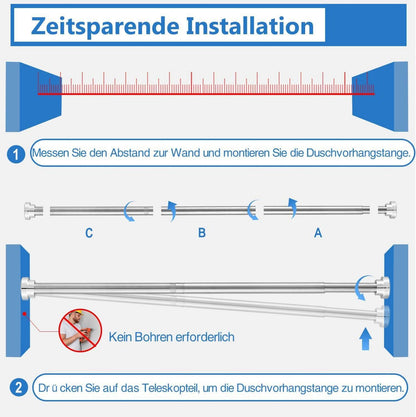 Teleskopstange Gardinenstange Duschstange Ø25mm Silber 75-214CM