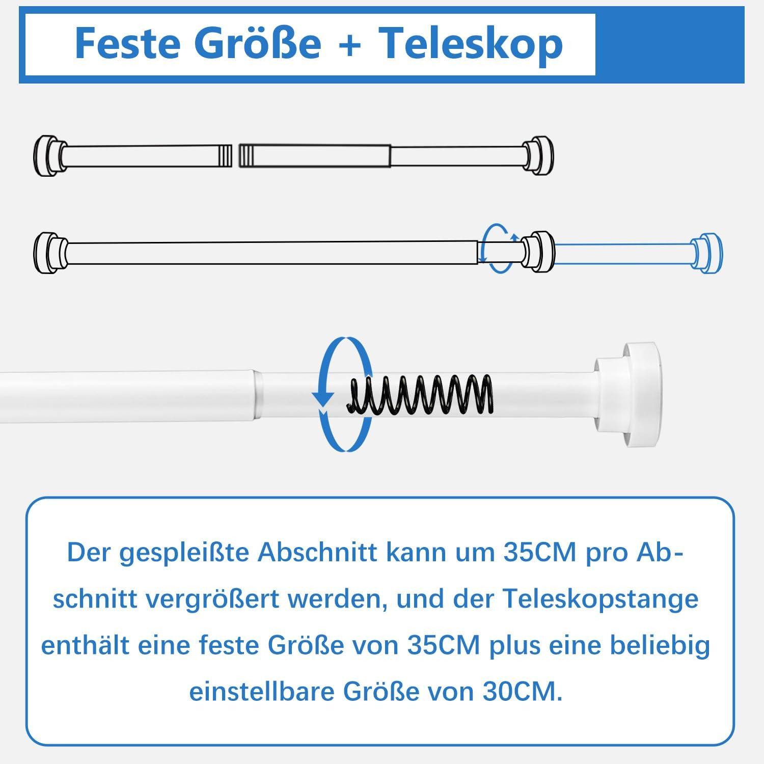 Teleskop Gardinenstange ohne Bohren Ø25mm Duschvorhangstange Badezimmer 75-214CM