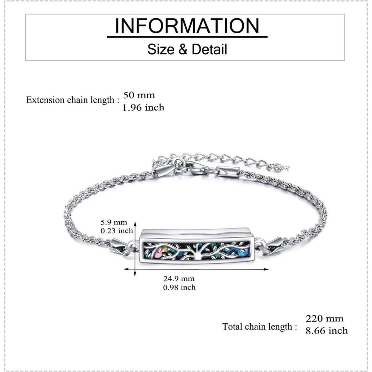 Urnenarmband Lebensbaum Sterling Silber Kremationsschmuck für Damen