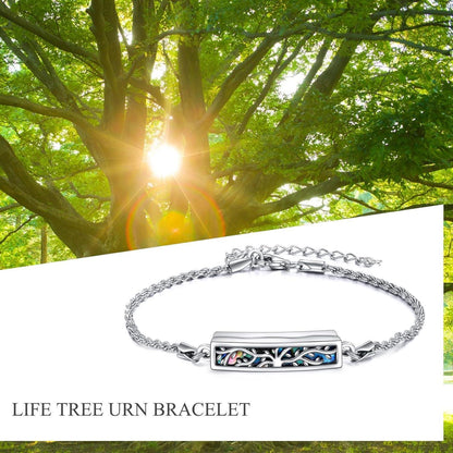 Urnenarmband Lebensbaum Sterling Silber Kremationsschmuck für Damen