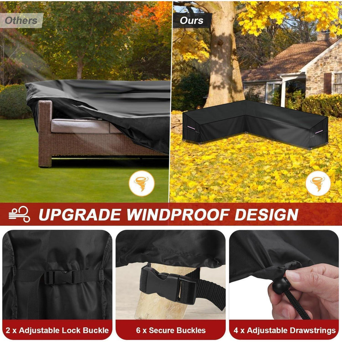 Gartenlounge Abdeckplane L-Form | Wasserdicht & Windfest