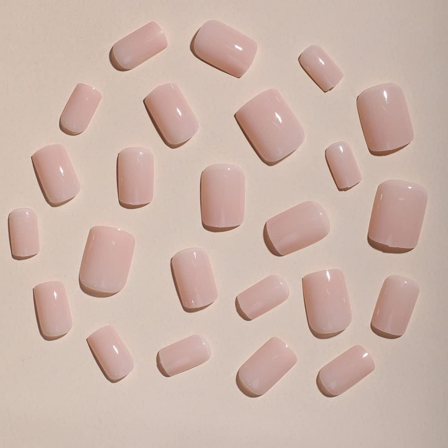 JUSTOTRY 24er Pack Pink Nägel Aufkleben Kurz Peach Eckig