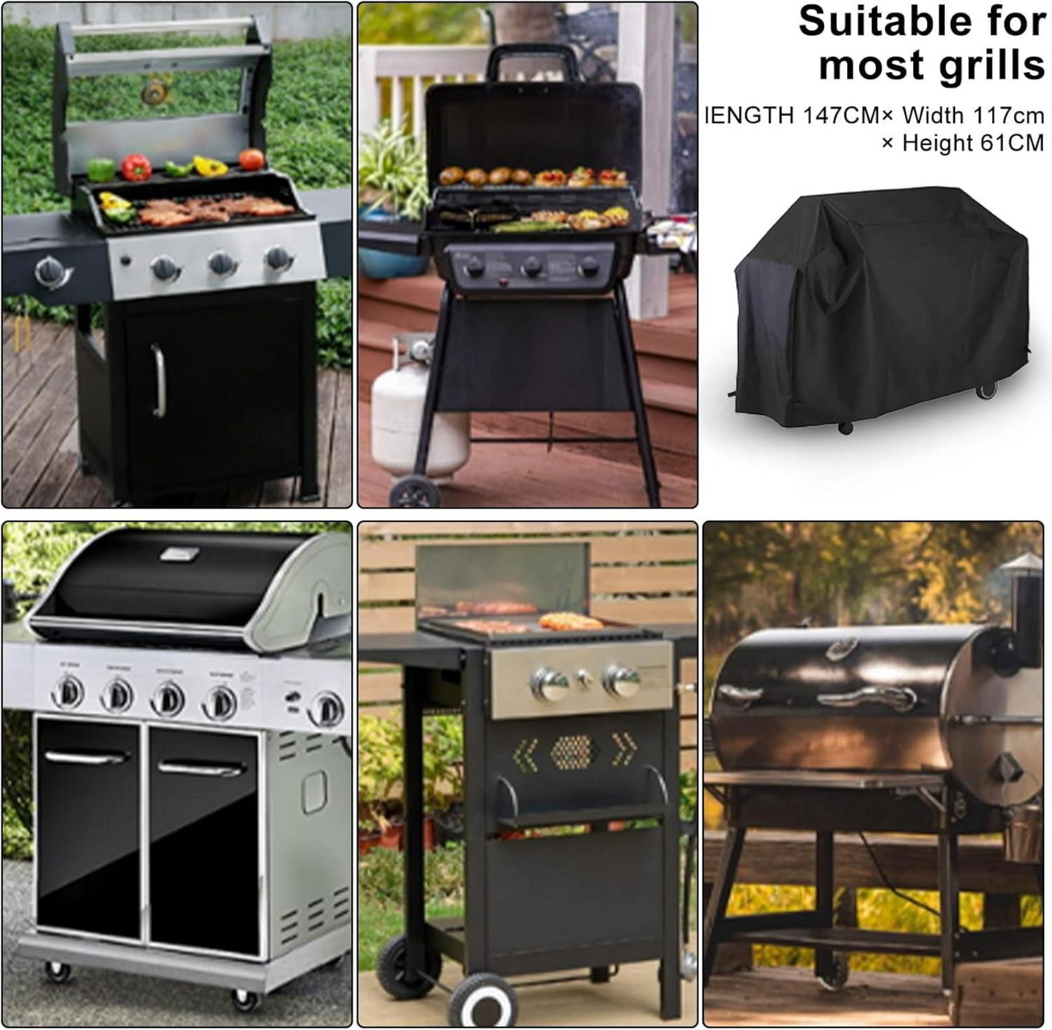 Grillabdeckung Gasgrill 145x61x117CM Wetterfest Reißfest UV-Schutz