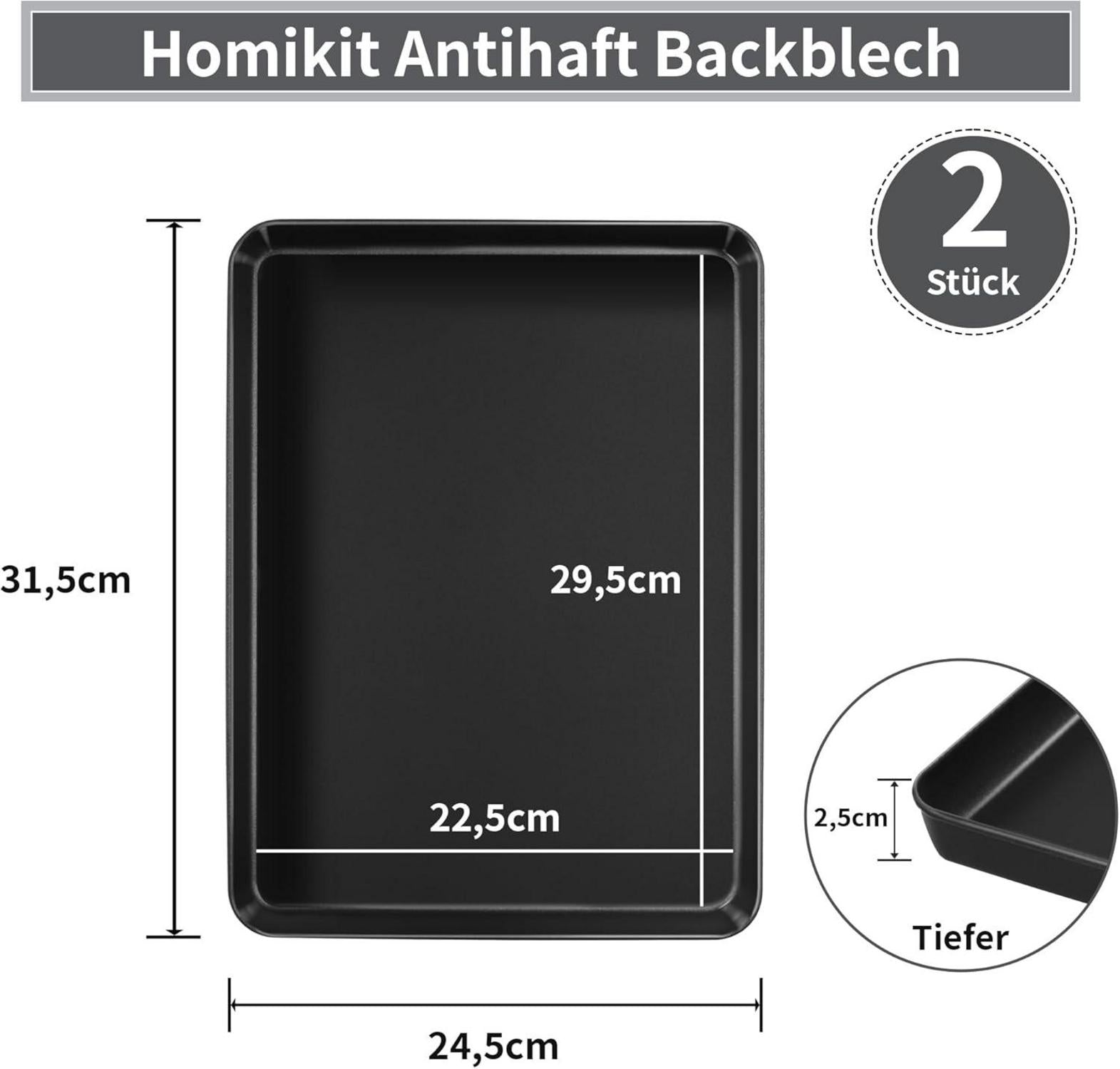 Homikit Backblech Set Karbonstahl 2er Antihaft