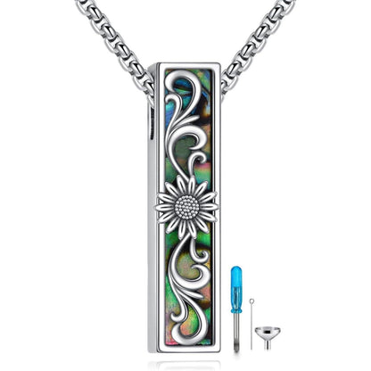 Urnen Halskette Sterling Silber Sonnenblume mit Gravur