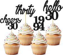 24 Cake Topper 30 Geburtstag Cupcake Decoration Black