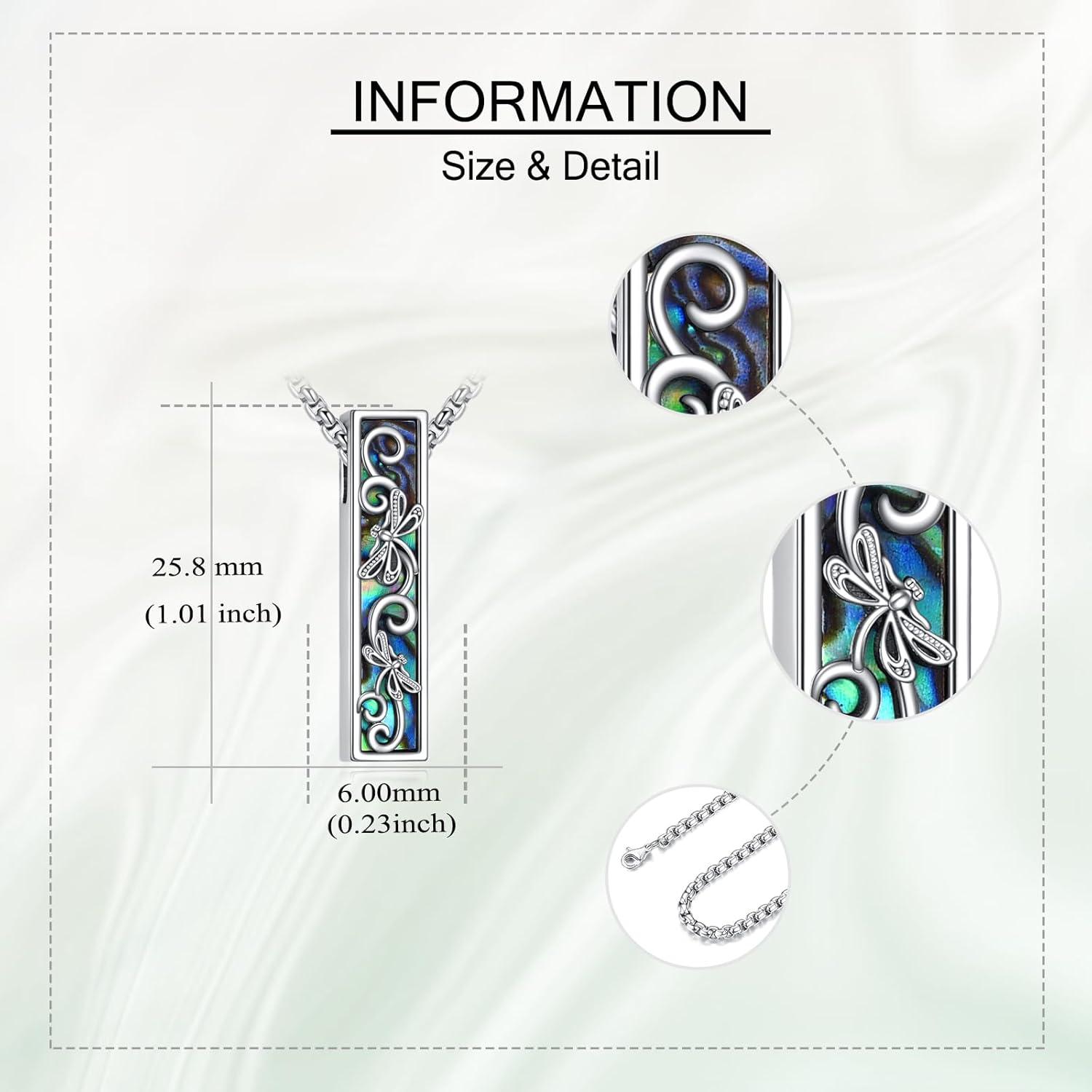 925 Sterling Silber Libelle Urne Halskette Asche Gedenk Schmuck