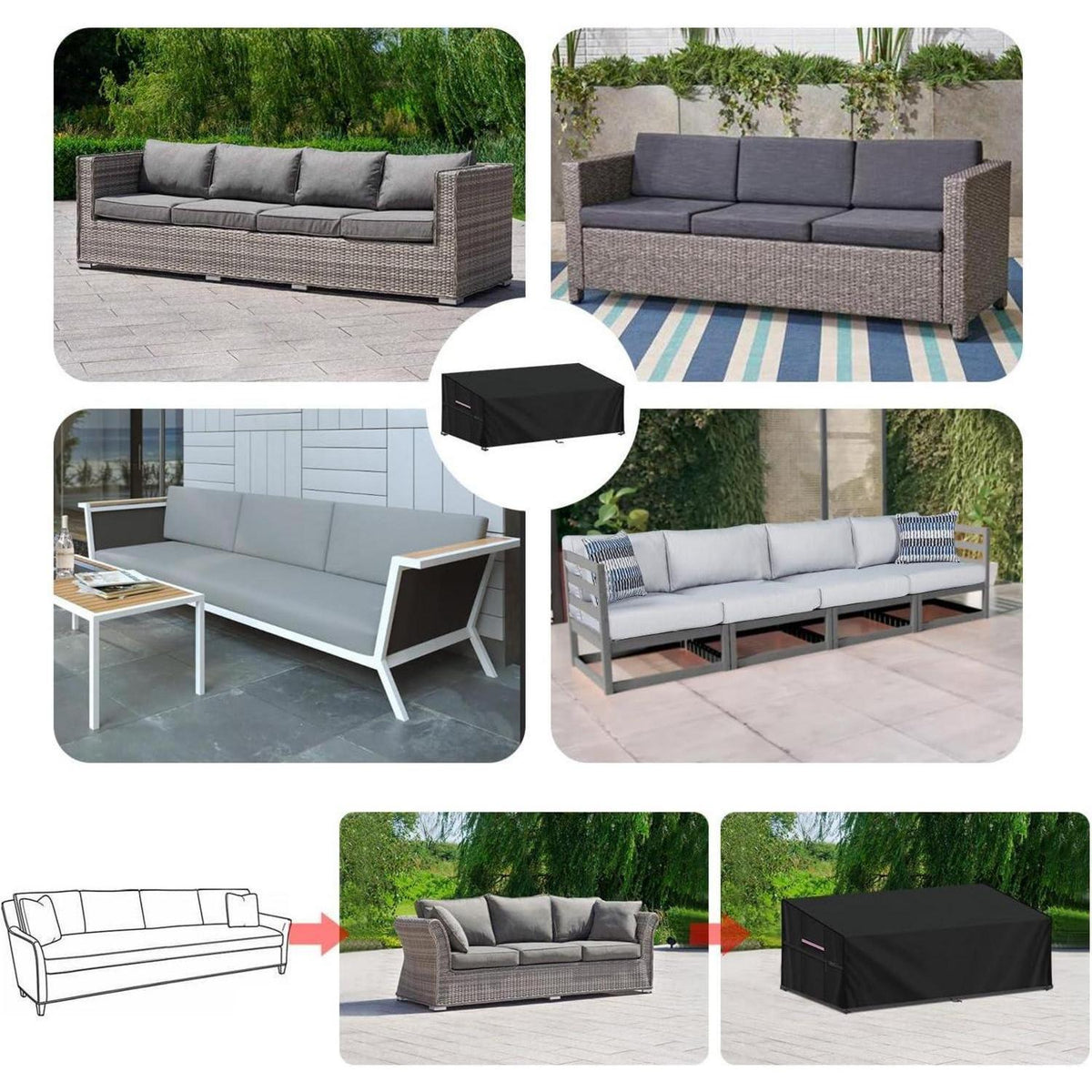 Gartensofa Schutzhülle 3-4 Sitzer, Wasserdicht & Windfest