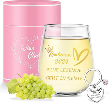 Rentenglas 2024 Rentenabschied Weinglas Rentnergeschenk Ruhestand deco