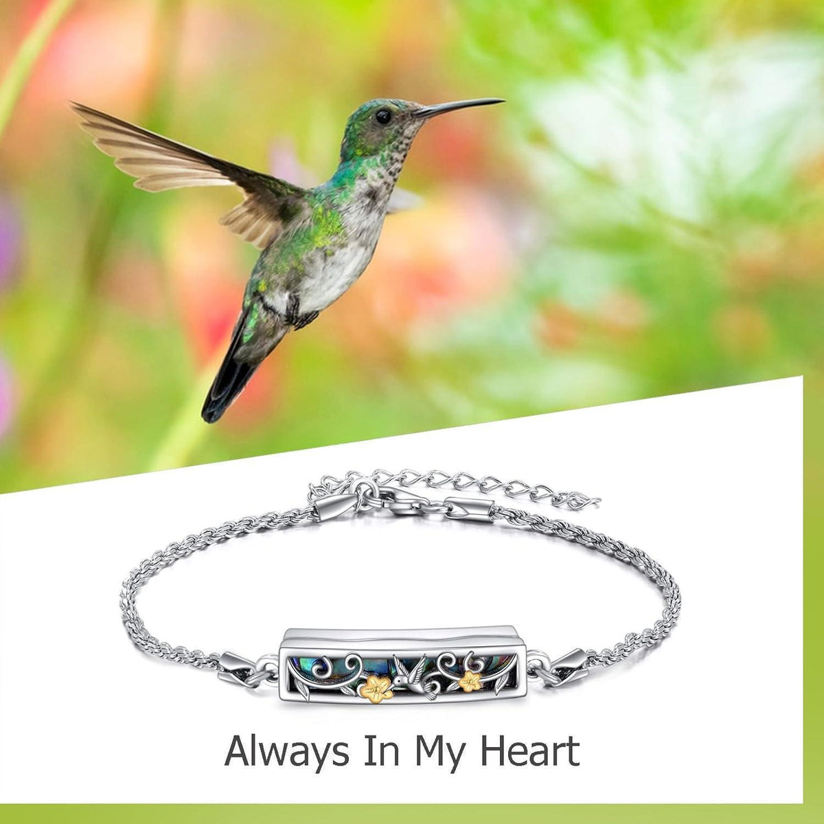 Urnen Armband Kolibri Sterling Silber für Asche & Erinnerungen