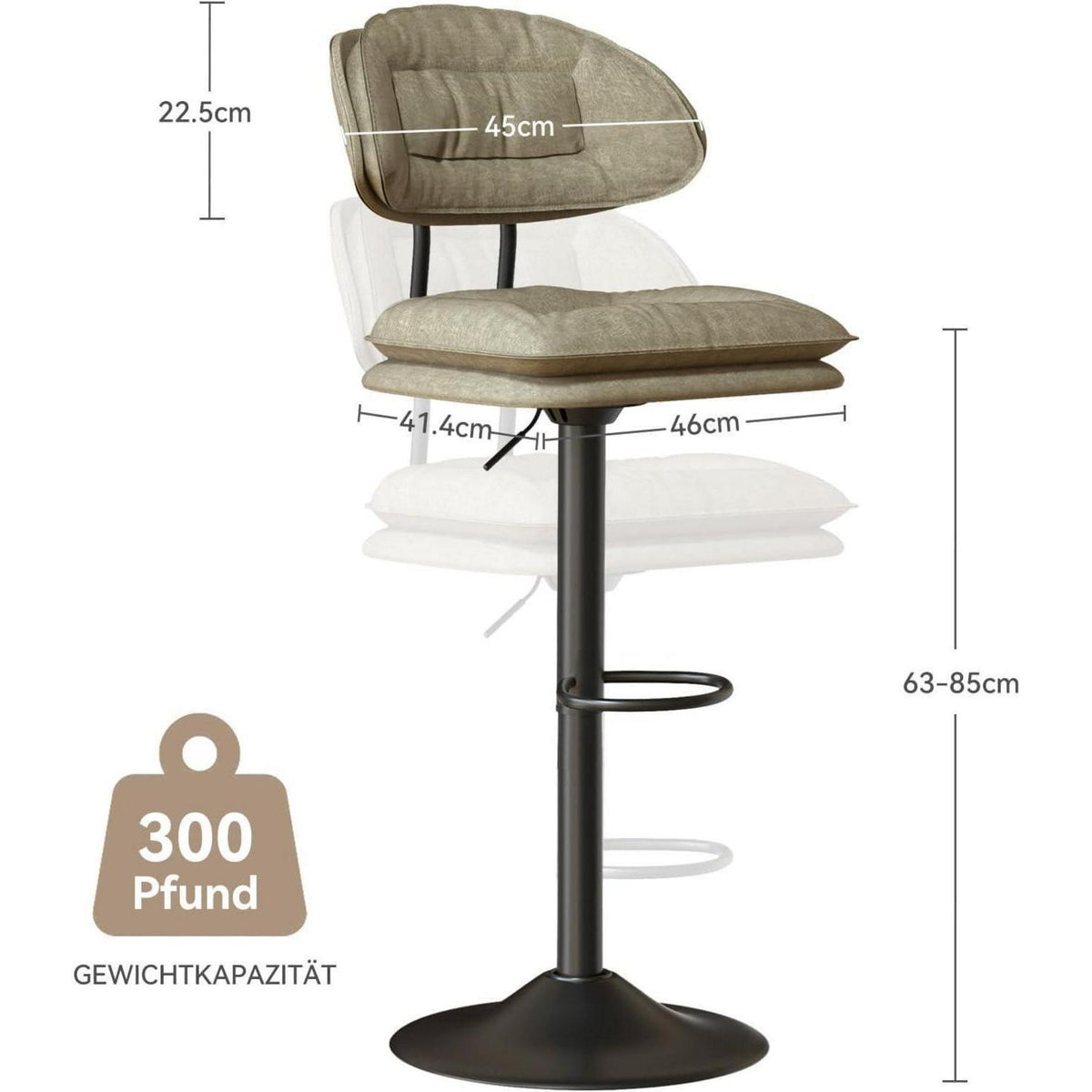 Barhocker 2er Set Beige – Ergonomisch & Verstellbar