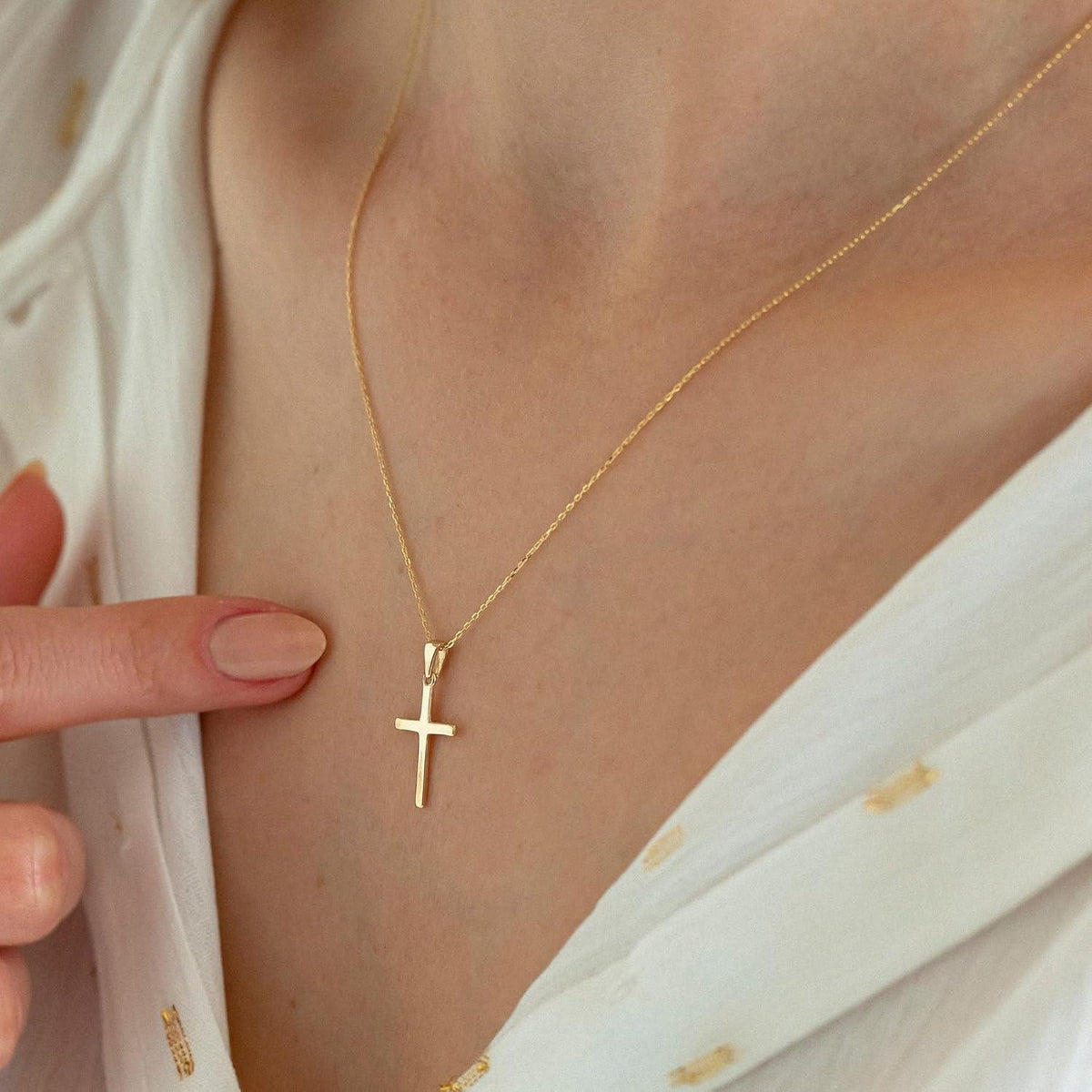 TINGN Damen Kreuz Kette Gold 14K Vergoldet Layered Choker Modeschmuck