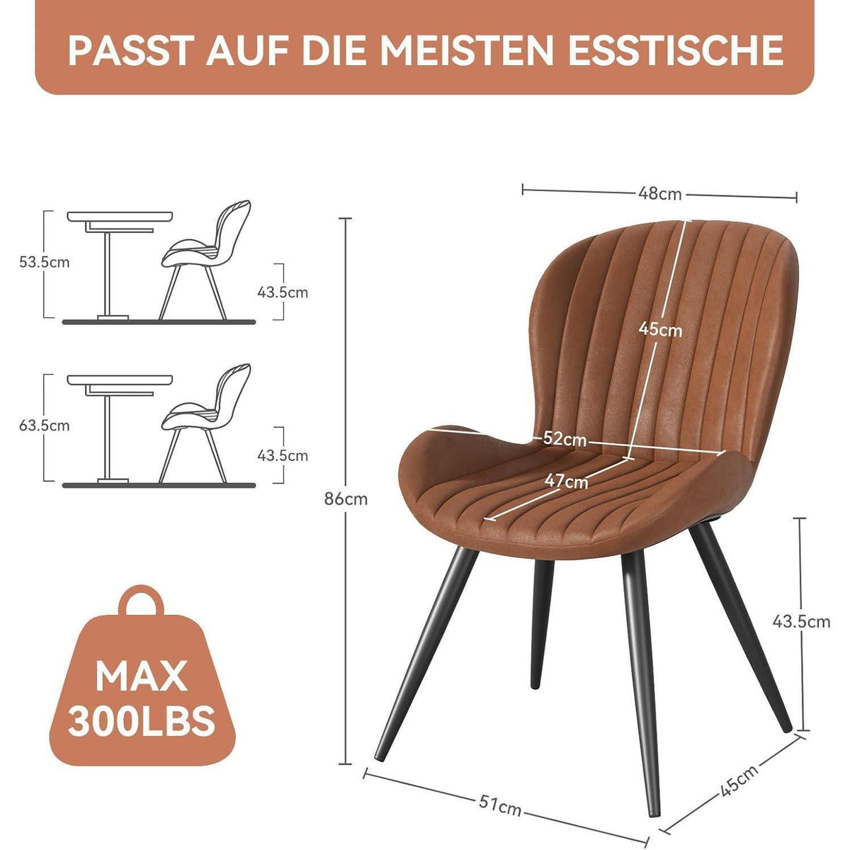 Esszimmerstühle 2er Set Braun – Ergonomisch & Robust
