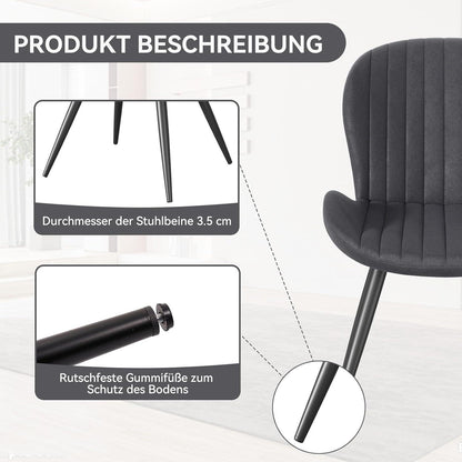 Esszimmerstühle 2er Set Dunkelgrau | Ergonomisch & Robust