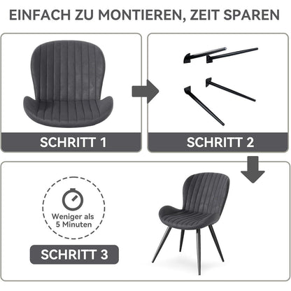 Esszimmerstühle 2er Set Dunkelgrau | Ergonomisch & Robust