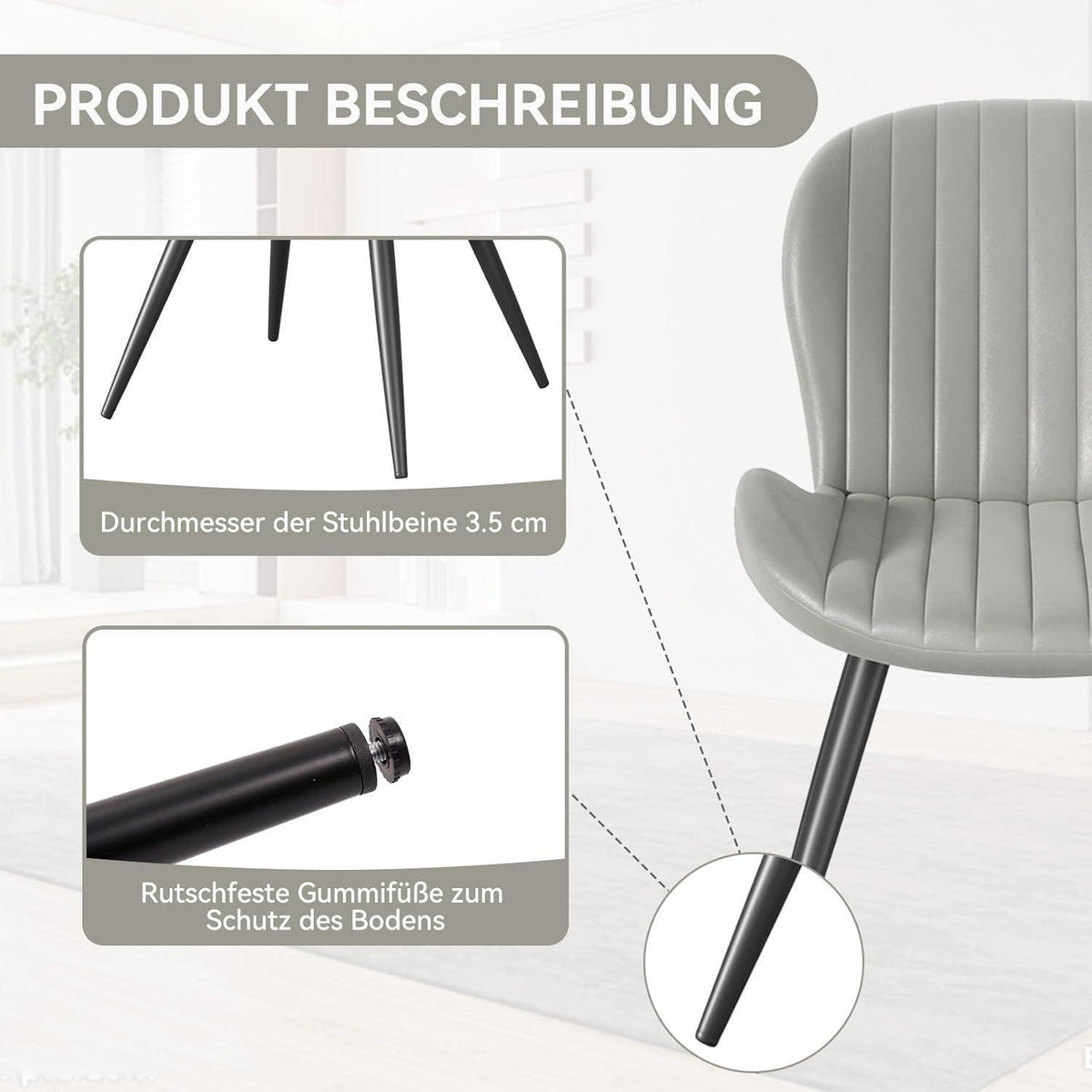 Esszimmerstühle 2er Set – Hellgrau, Ergonomisch & Robust