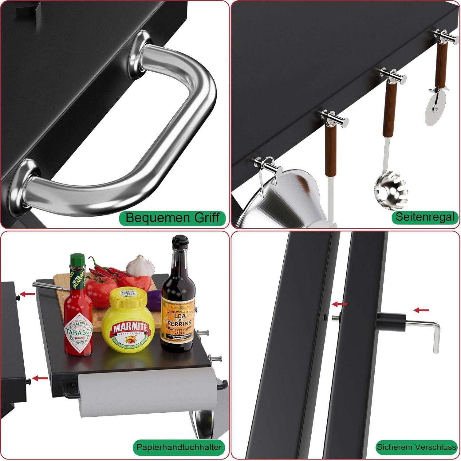 Faltbarer Grillständer BBQ Grillwagen für Ninja Woodfire OG700 Series