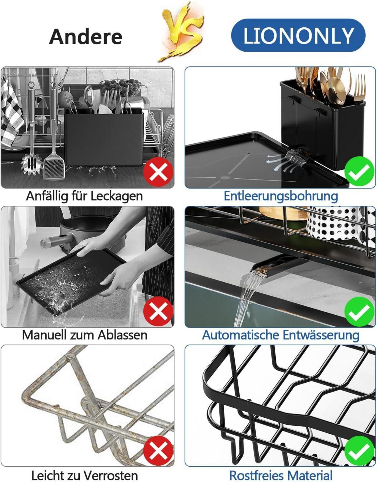 Abtropfgestell Geschirr 2-Tier Edelstahl Utensilienhalter Schwarz