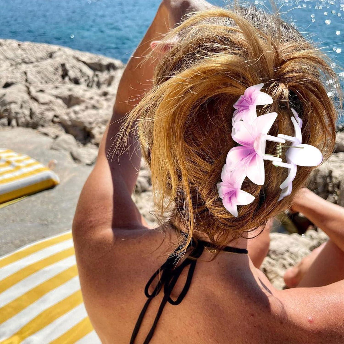 4er Set Blumen-Haarklammern Hawaiian Clip Große Haarspangen Stark Halt