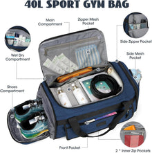 Sporttasche 40L Blau mit Schuhfach & Nassfach Fitness Tasche