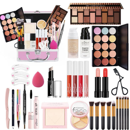Geschenkset Make-up: Komplettes Kosmetik Set für Gesicht, Augen & Lippen