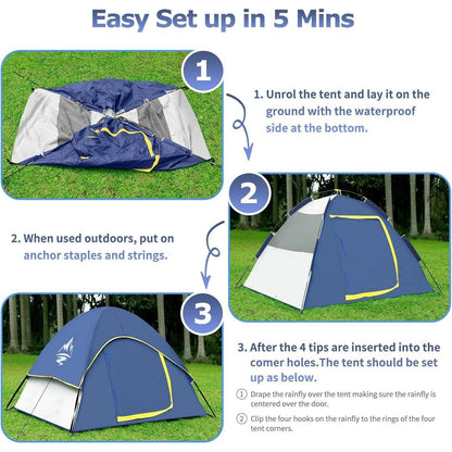 GLADTOP Camping Zelt für 2-3 Personen, Wasserdicht