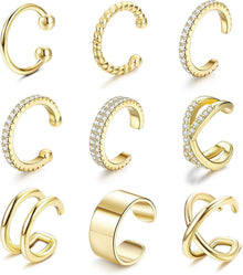Goldene Ohrmanschetten Set für Damen - 18 Karat vergoldet