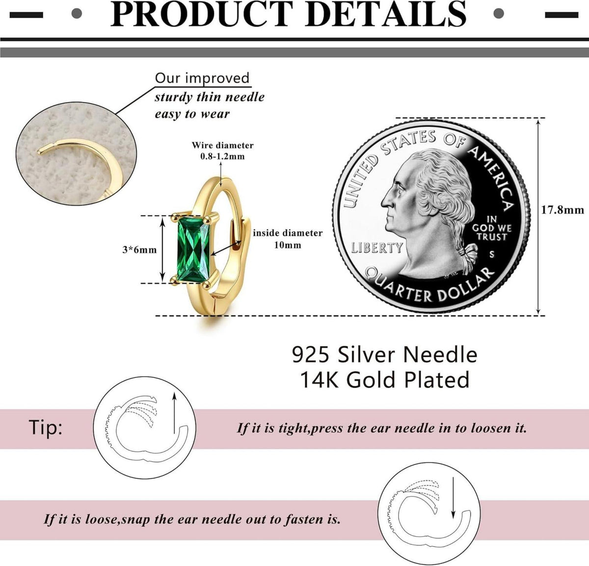 Goldene Creolen Ohrringe Damen Silber 925 vergoldet Zirkonia