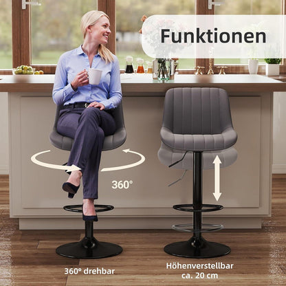 Drehbare Barhocker Set 3er – Höhenverstellbar, Dunkelgrau