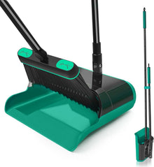 Besen und Kehrschaufel Set mit Langem Stiel 136 cm, Drehbar Kehrbesen