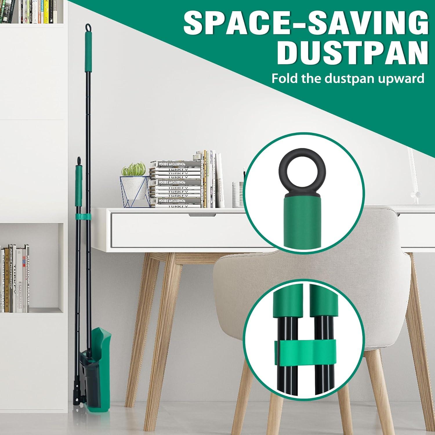 JEHONN Besen Kehrschaufel Set 136 cm Stiel 180° drehbar Groß Schaufel Wohnmobil
