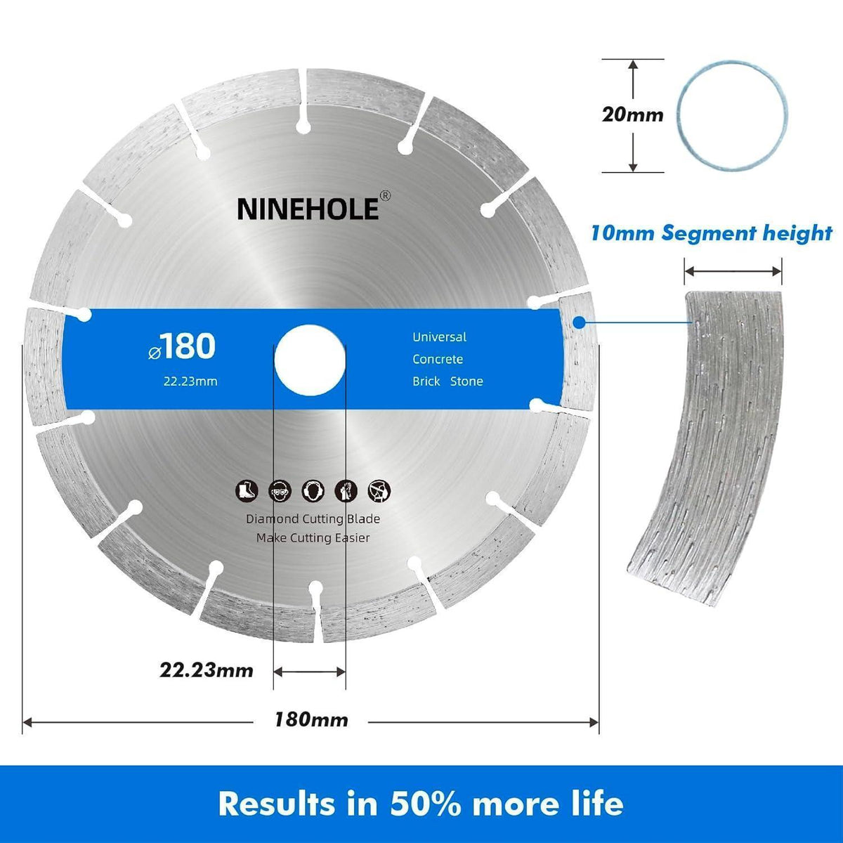 2x Diamant-Trennscheibe 180mm für Beton, Stein, Ziegel