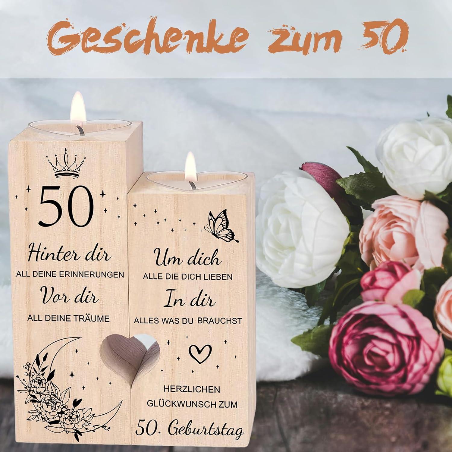 Herz Kerzenhalter 50. Geburtstag Frau Mann Deko Geschenk