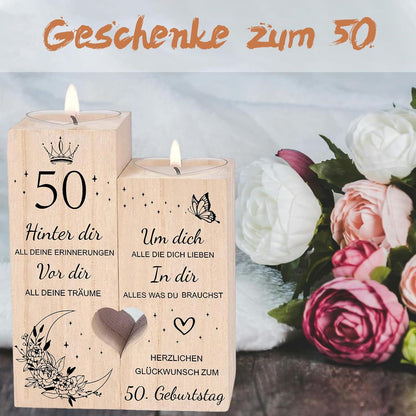 Herz Kerzenhalter 50. Geburtstag Frau Mann Deko Geschenk