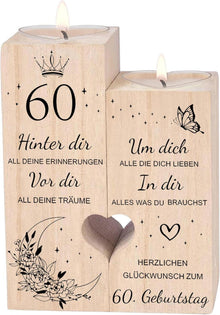 Herz Kerzenhalter Set 60. Geburtstag Frau - Deko Geschenkidee