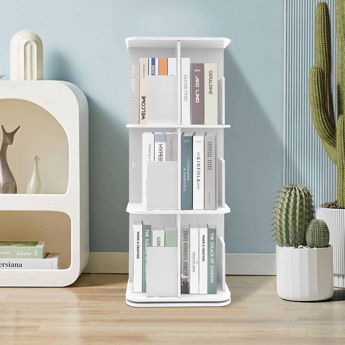Drehbares 3-stufiges Bücherregal – 360° Organizer für Zuhause