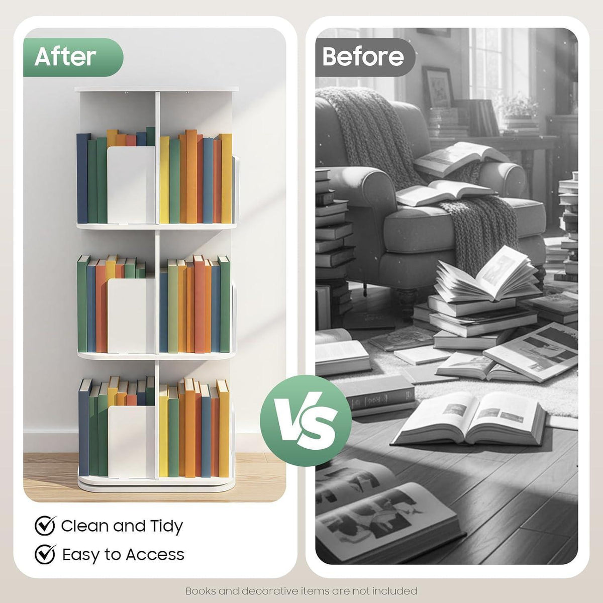 Drehbares 3-stufiges Bücherregal – 360° Organizer für Zuhause