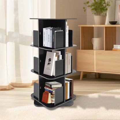 Drehbares 3-stufiges Bücherregal – 360° Eckregal Schwarz