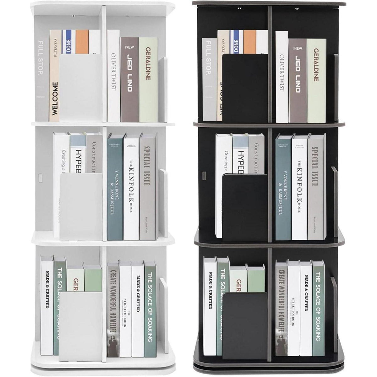 Drehbares 3-stufiges Bücherregal – 360° Eckregal Schwarz