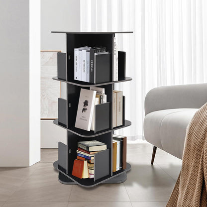 Drehbares 3-stufiges Bücherregal – 360° Eckregal Schwarz
