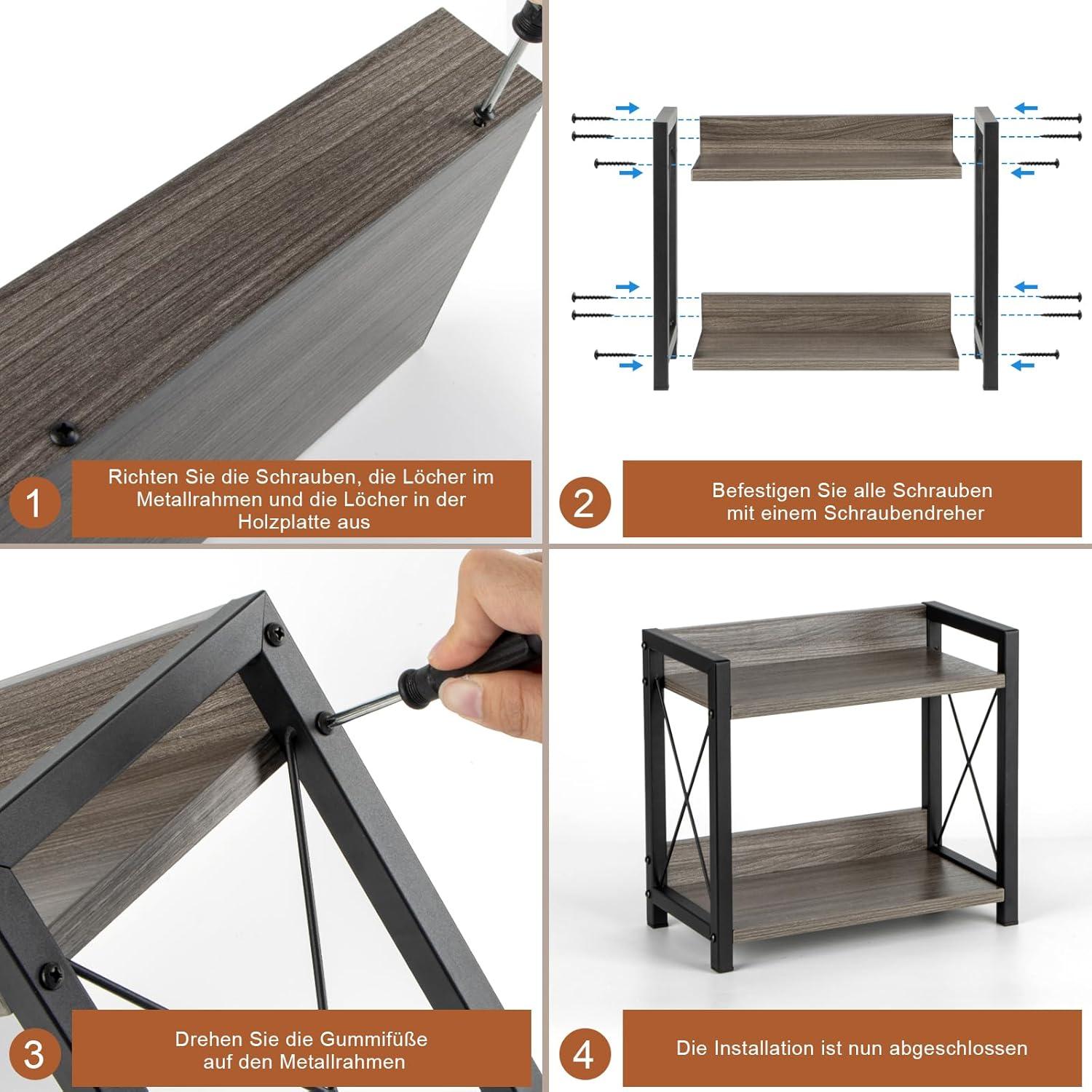 ANBOXIT Holz Gewürzregal 2-Tier Organizer Küchenregal Arbeitsplatte Ecke Grau