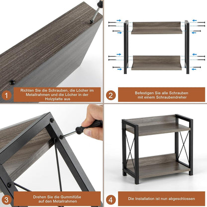 ANBOXIT Holz Gewürzregal 2-Tier Organizer Küchenregal Arbeitsplatte Ecke Grau