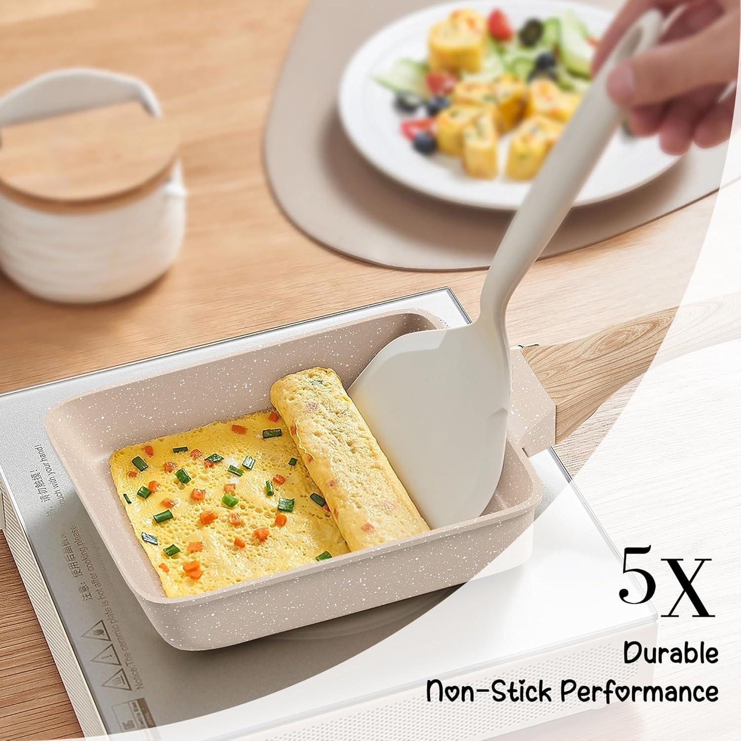 Antihaft Tamagoyaki Omelette Pfanne mit Granitbeschichtung, Induktion, kleine Bratpfanne