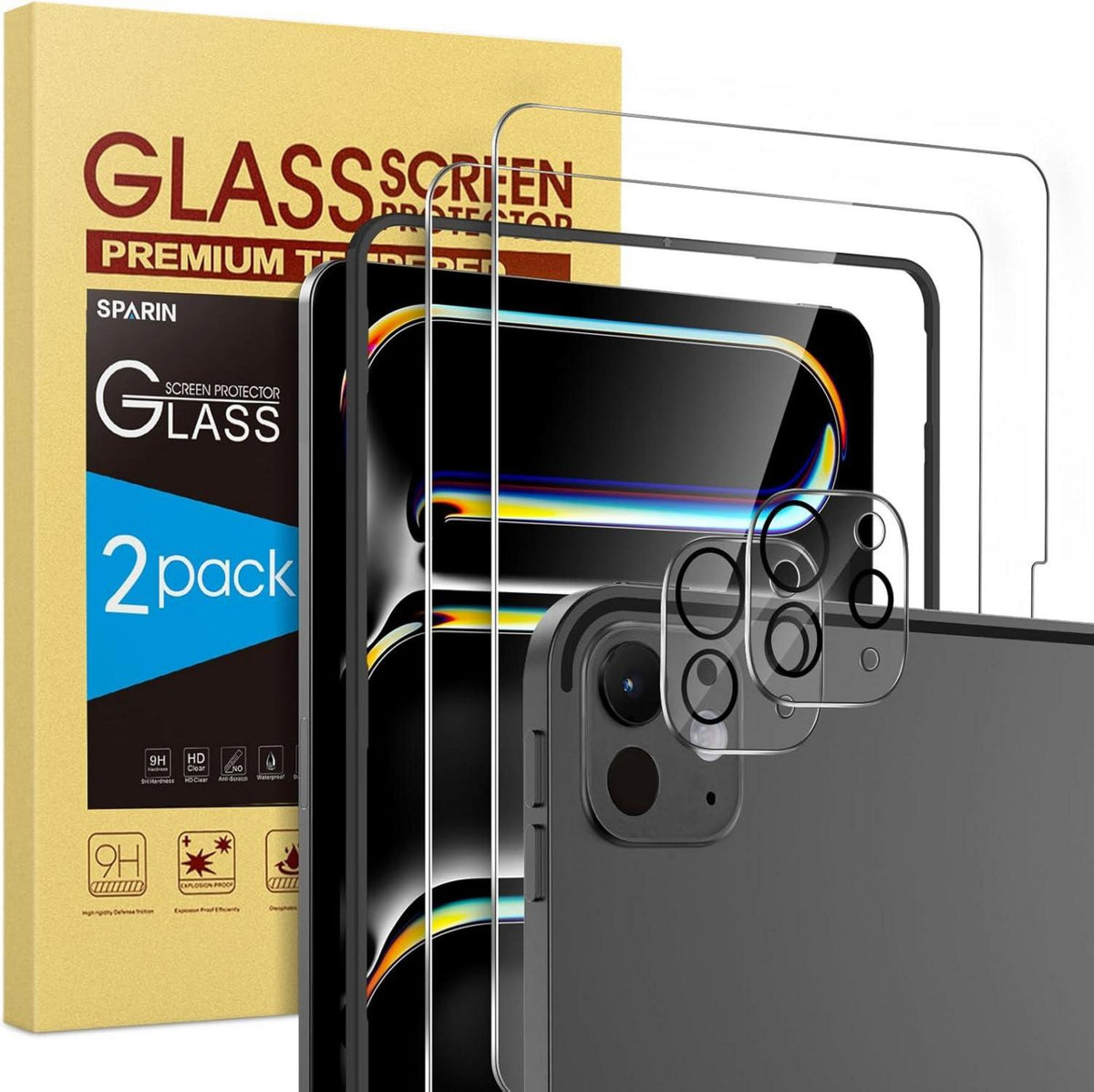 Panzer Schutz Glas iPad Pro 11 Zoll M4 2024 2+2 Stück Folie