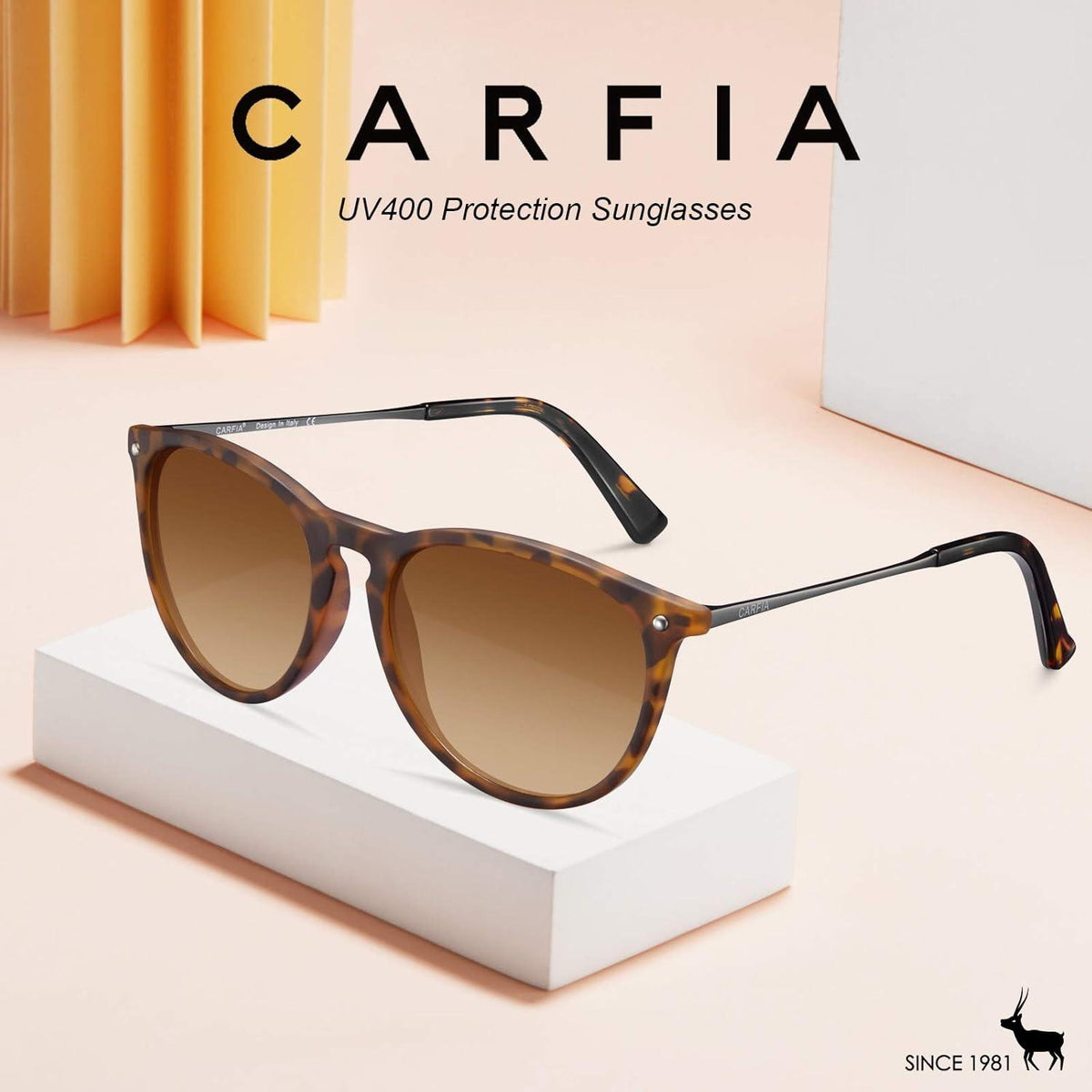 CARFIA Vintage Polarisierte Sonnenbrille UV400 Damen Herren