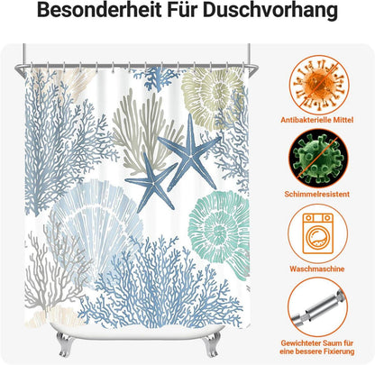 Duschvorhang Unterwasseralgen Textil 220x180cm Antischimmel 12 Ösen