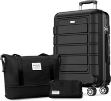 SHOWKOO Koffer Set 4 Rollen Hartschale TSA-Schloss XL Schwarz