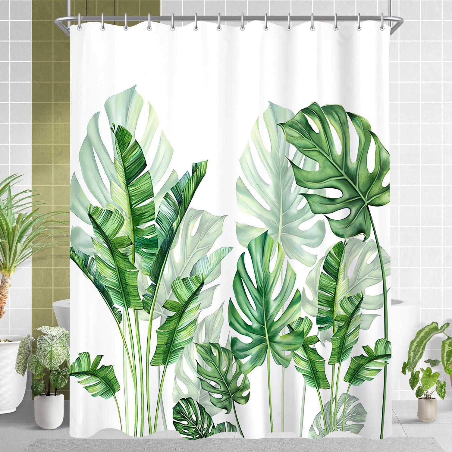 Duschvorhang Grün Blätter 220x180cm antischimmel Textil