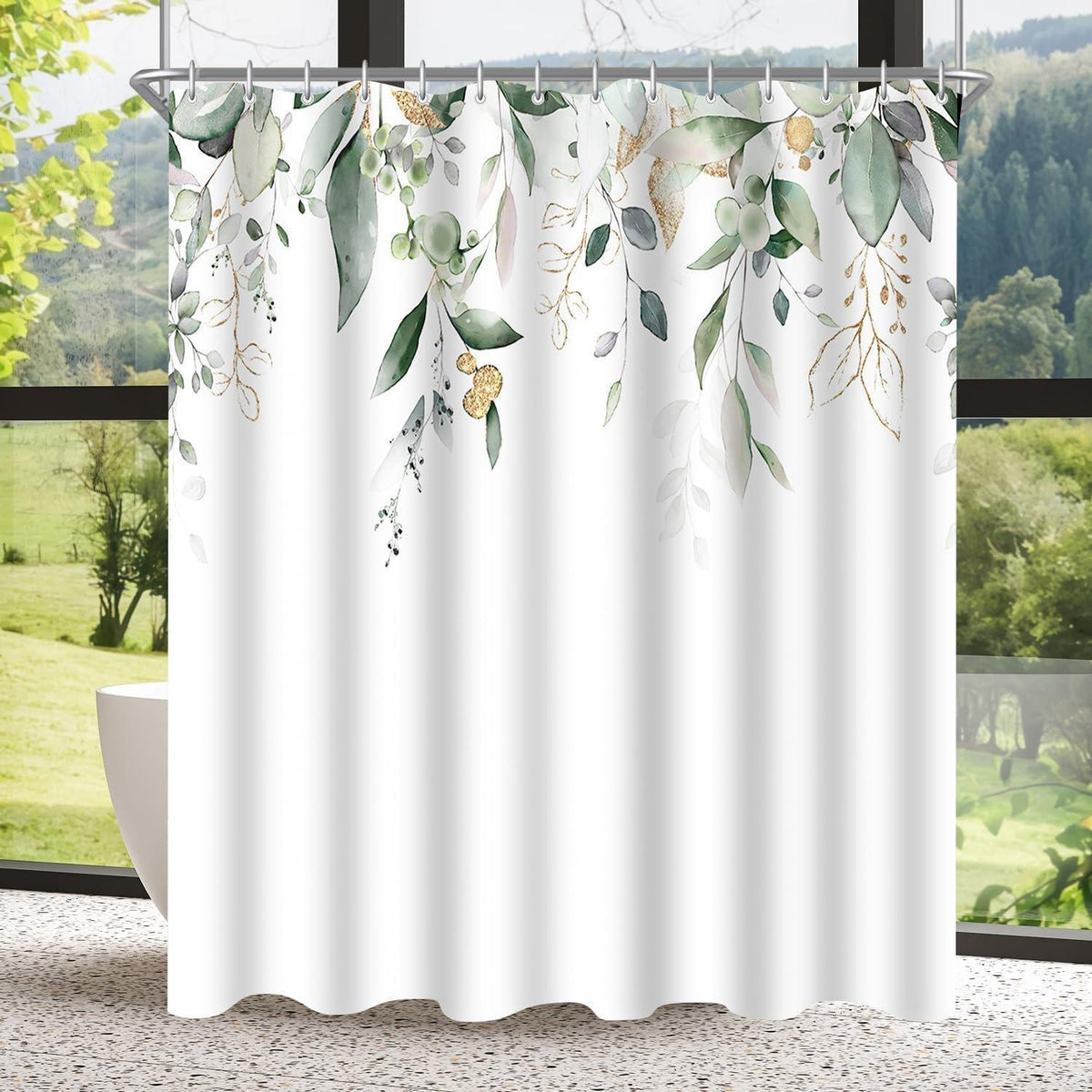 Duschvorhang Goldene Blätter 180x160cm Textil Wasserabweisend